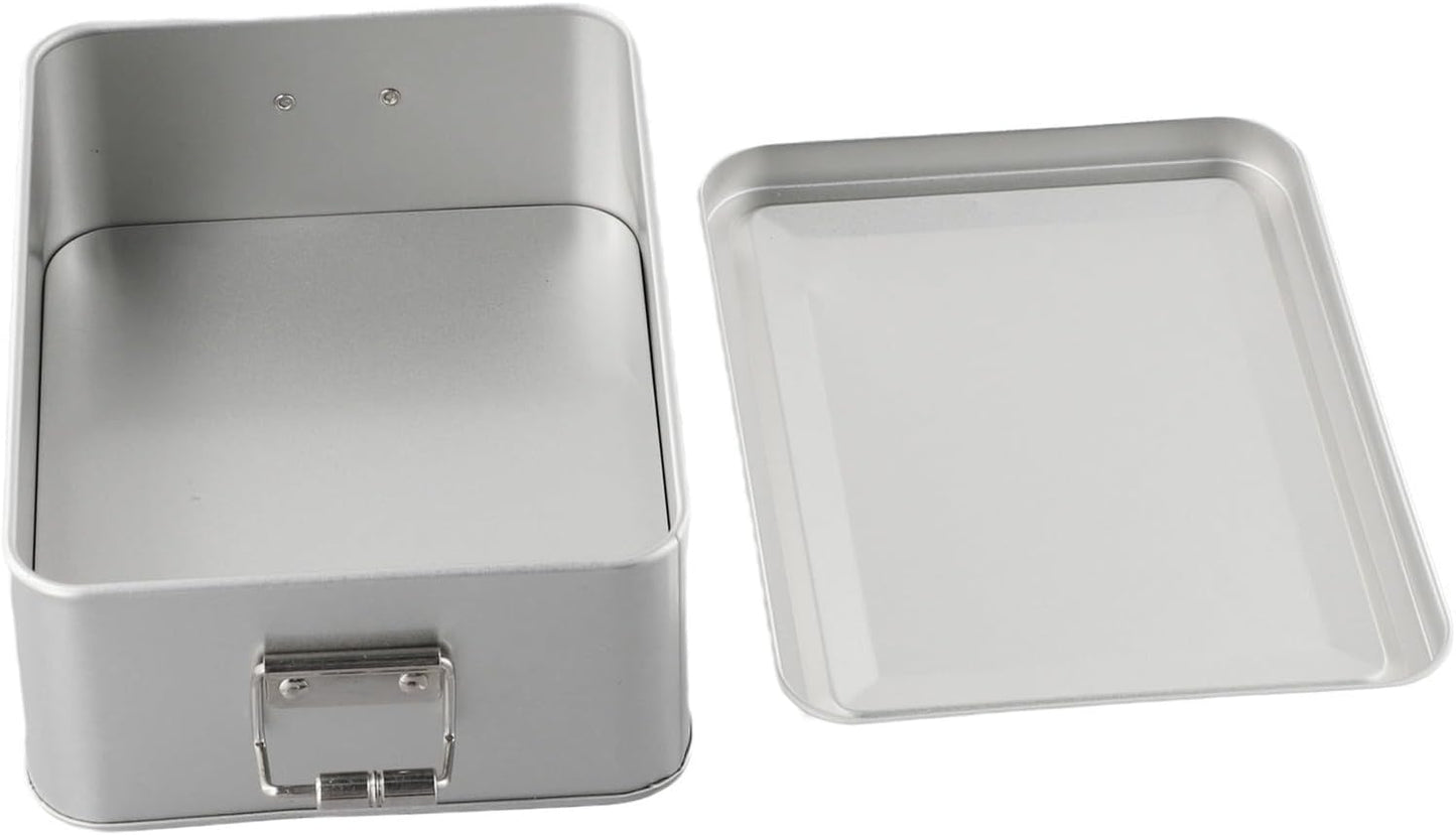 Metal Tin Box, Tinplate Metal Storage Tins Tea Container Rectangular Cookie Box With Lids For Storaging Cookies Snowflake Pastries Tea(M)