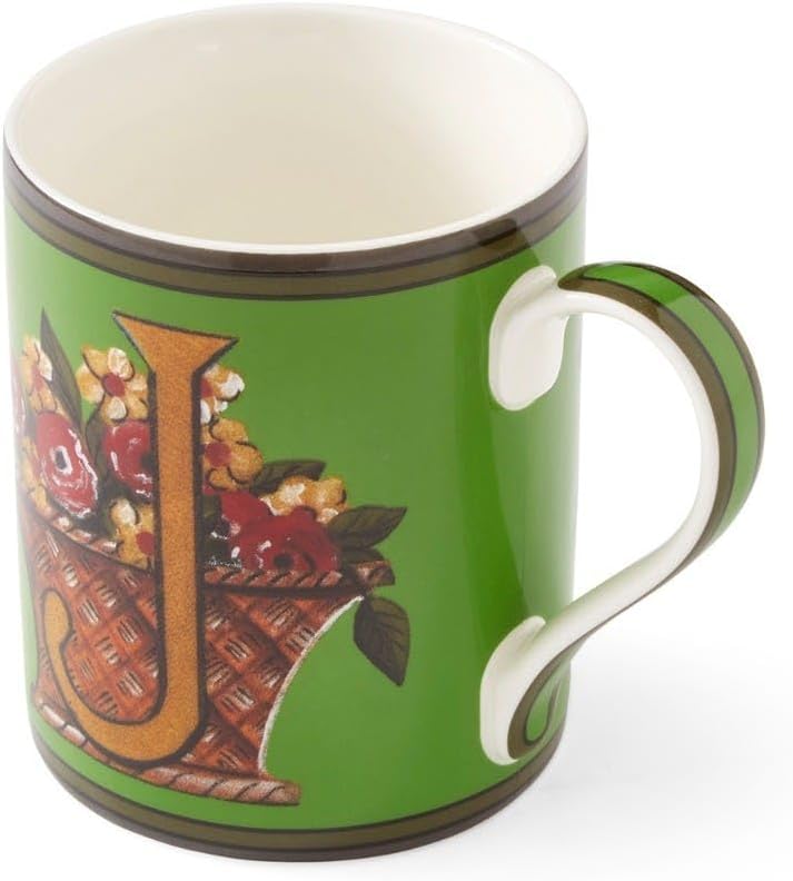 Spode Kit Kemp Alphabet Mug - Letter J Monogram in Fine China, 12oz Ceramic Coffee Cup for Hot Drinks, Personalized Drinkware for Unique Gifts, Dishwasher Safe Tea or Coffee Mug - Gift Box Included