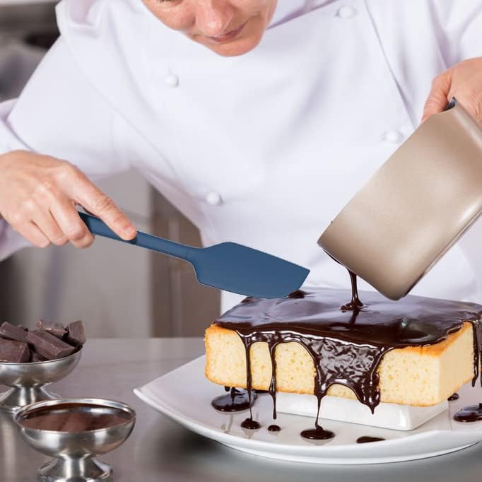 Coukre Silicone Spatula Set of 5,High Temperature Resistant, Food Grade Silicone, Dishwasher Safe, for Baking, Cooking (Pure Dark Blue)