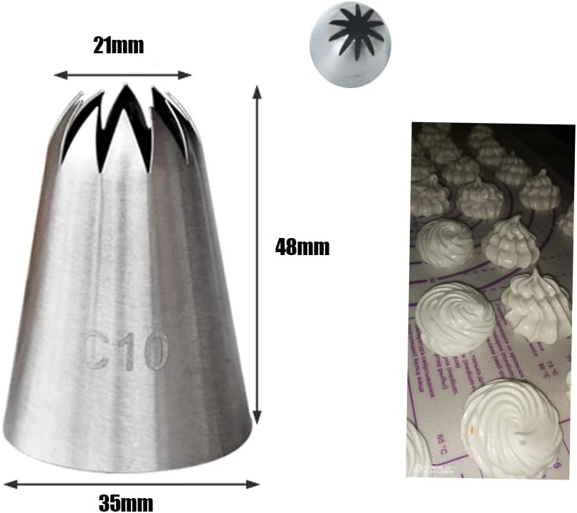 Large Piping Tips for Cake Decorating,Extra Large Icing Tips with Cake Icer Tip,Churro Piping Tip & Closed Star Pastry Tip,Seamless