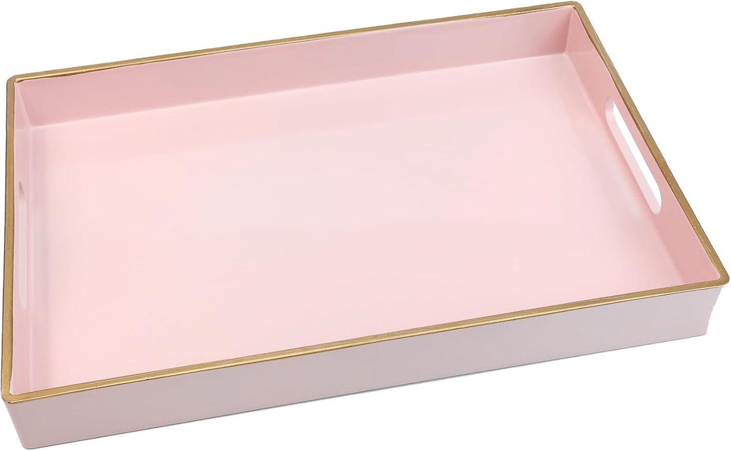 Spsyrine Pink Bathroom Vanity Tray with Handles for Dresser Tops, Countertop, Perfume Decorative Tray, 11.8” * 7.87” *1.37”