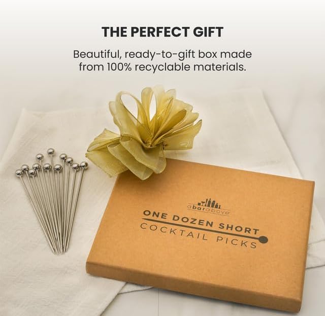 A Bar Above Antique Copper Cocktail Picks, 8 Inch Metal Garnish Sticks for Cocktails and Appetizers, Reusable Long Stir Sticks for Drinks, Bar Skewers for Olives, Shrimp, Fruit, and Garnishes