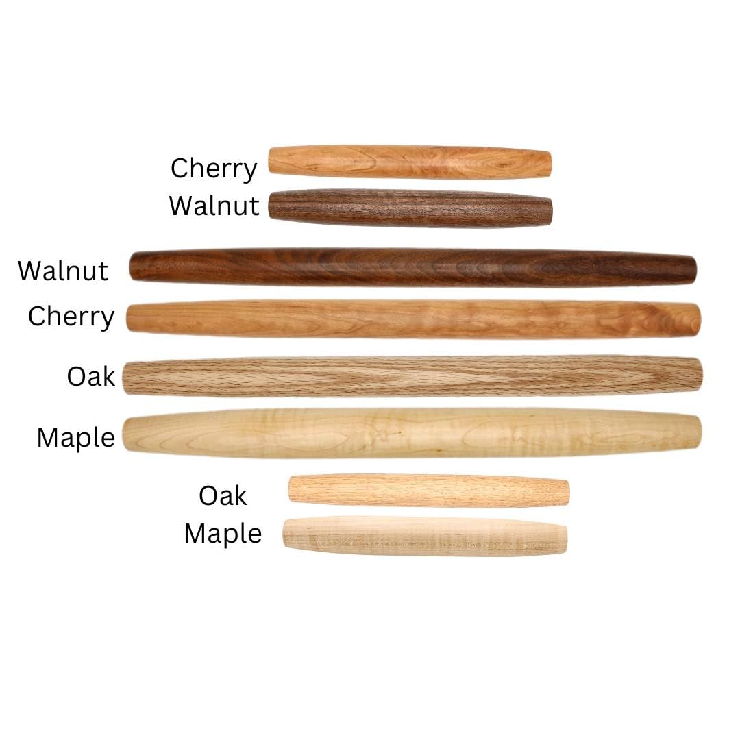 Handmade French Rolling Pin. Tapered Rolling Pin. Wooden Rolling Pin. Handmade In Kentucky. (Cherry, 12 inch)