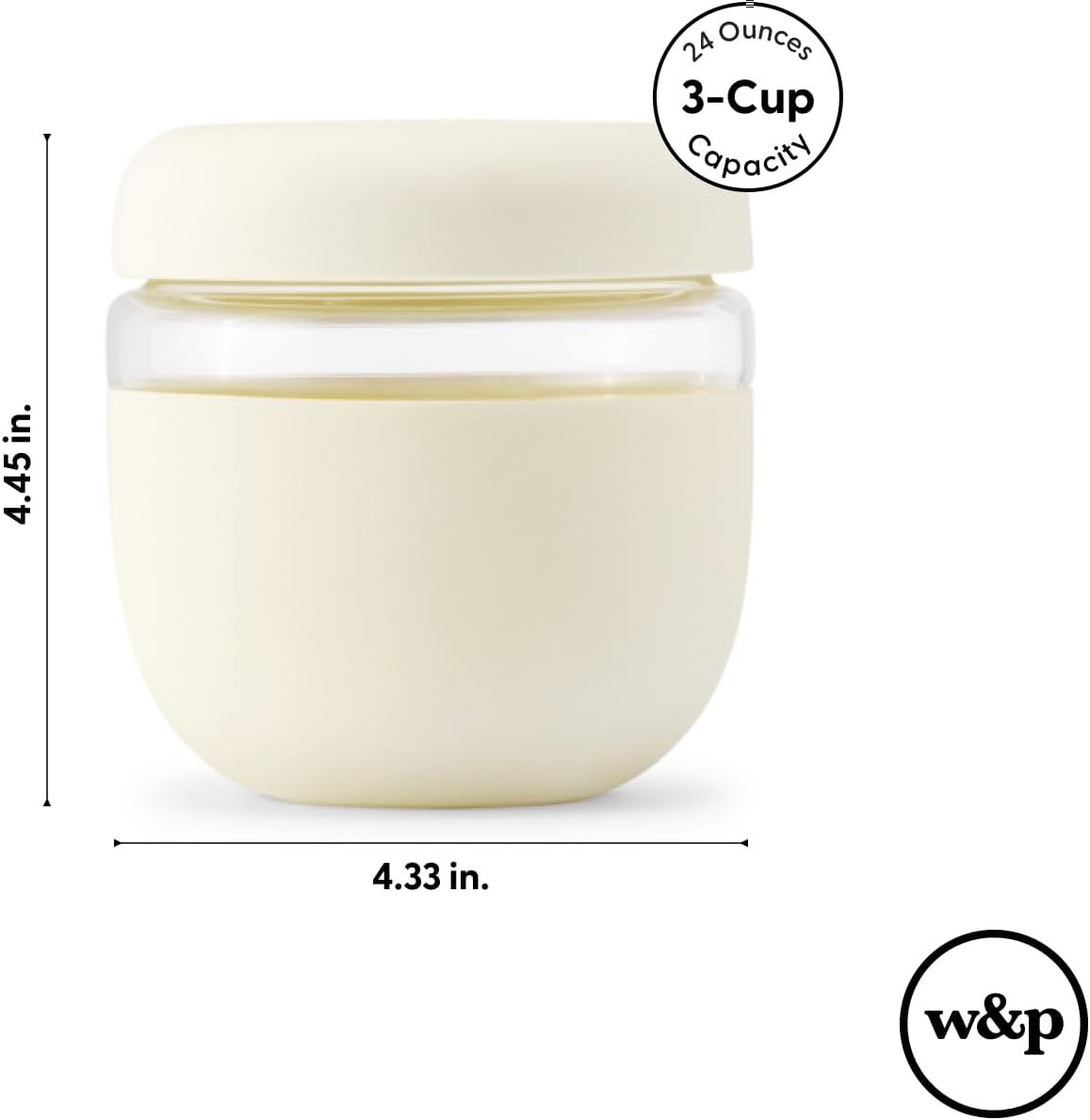 W&P Porter Seal Tight Glass Lunch Bowl Container w/ Lid | Cream 24 Ounces | Leak & Spill Proof, Soup & Stew Food Storage, Meal Prep, Airtight, Microwave and Dishwasher Safe, BPA-Free