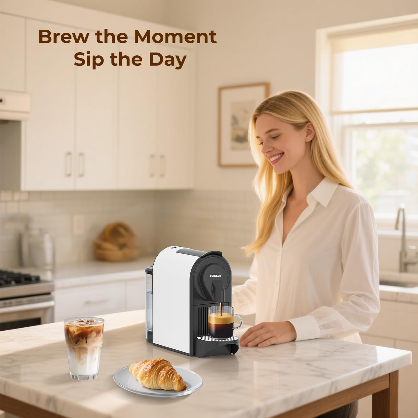 CHULUX Mini Espresso Pod Machine for NS Original Capsule, 20 Bar Single Serve Expresso Coffee Maker, 1400W