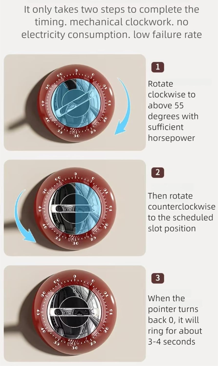 Kitchen Timers for Cooking, 100% Mechanical Cooking Timer,No Batteries Required,Magnetic Back.(Green)