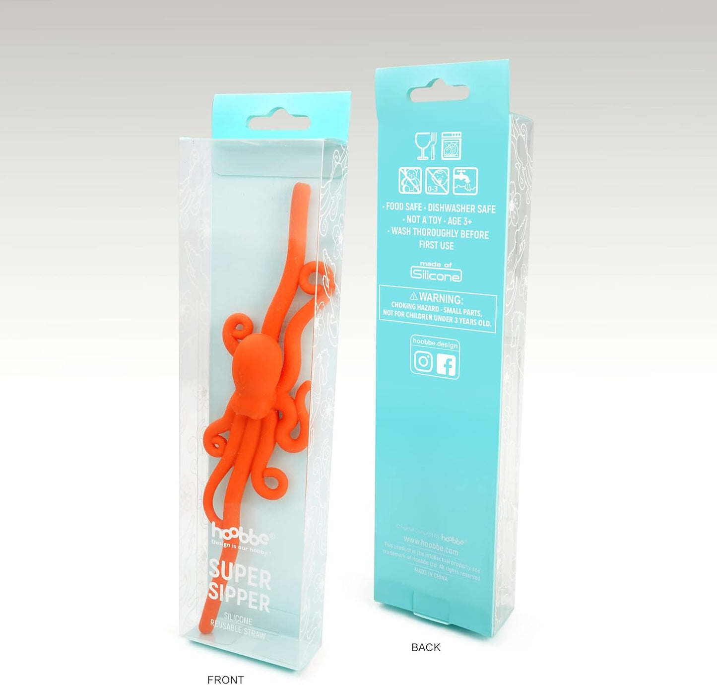 Hoobbe Silicone Reusable Animal Straw for kids, Fun and cute for Pool Side Party, Birthday Party, Under the Sea Party, BPA Free, Dust-Proof and Dishwasher Safe (Octopus), 1 straw per pack