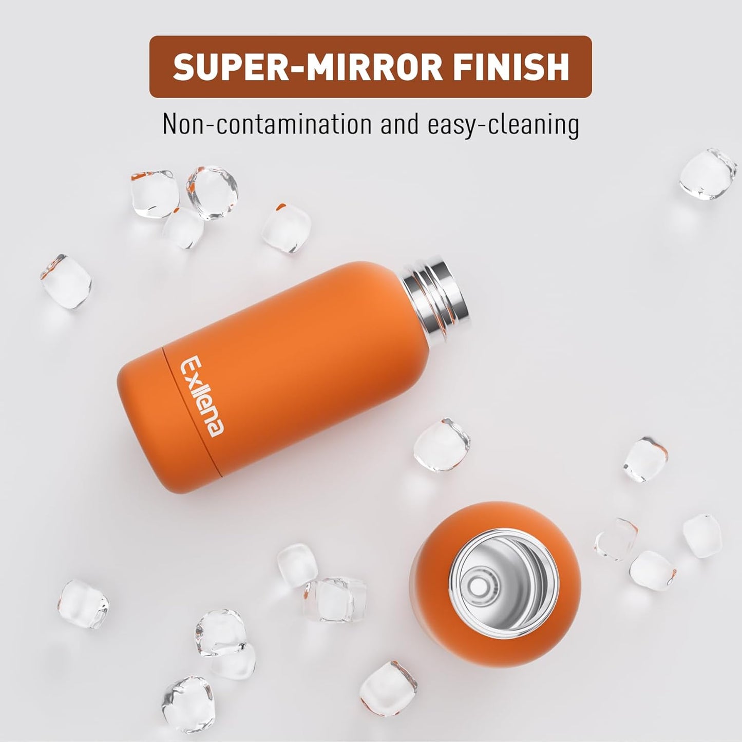 Small Water Bottle 12oz with Clip, Double Wall Stainless Steel Vacuum Small Insulated Water Bottle Keeps Drinks Cold 24 Hrs/Hot 12 Hrs for Kids Handbag School BPA Free (Bright Orange)