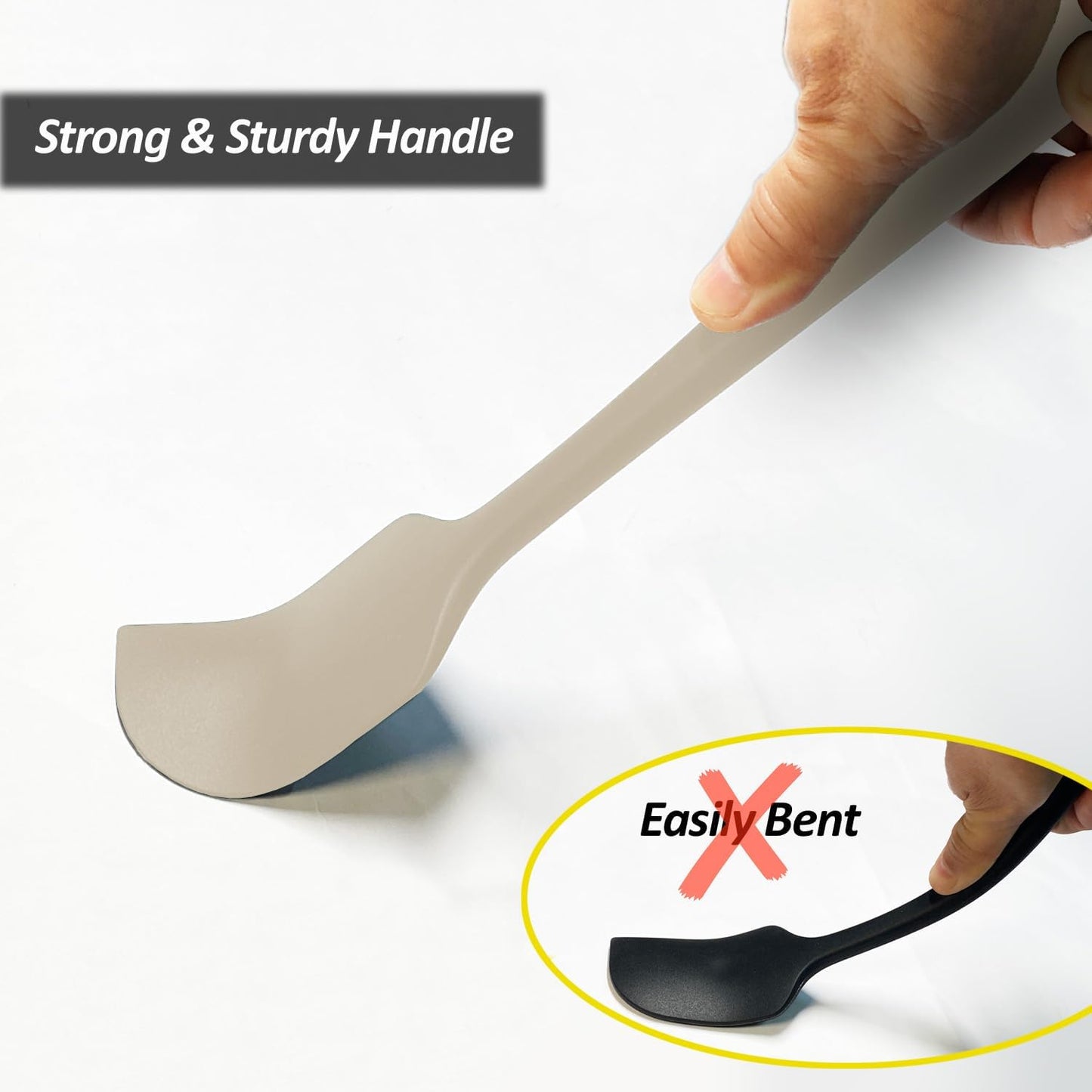 3 Pack Large Silicone Spatula for Kitchen,600°F Heat resistant Rubber Spatulas for Baking,Cooking, Scraping,and Mixing,Non Stick Kitchen Utensils, BPA Free, 11.2 IN, Khaki