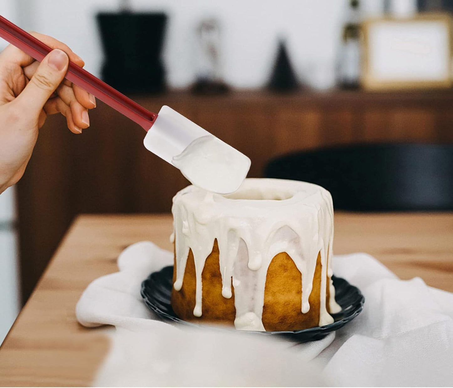 Silicone Rubber Spatula Set of 3, High Heat, Commercial (2 Spoonula + 1 Scraper, 9.5 Inches)