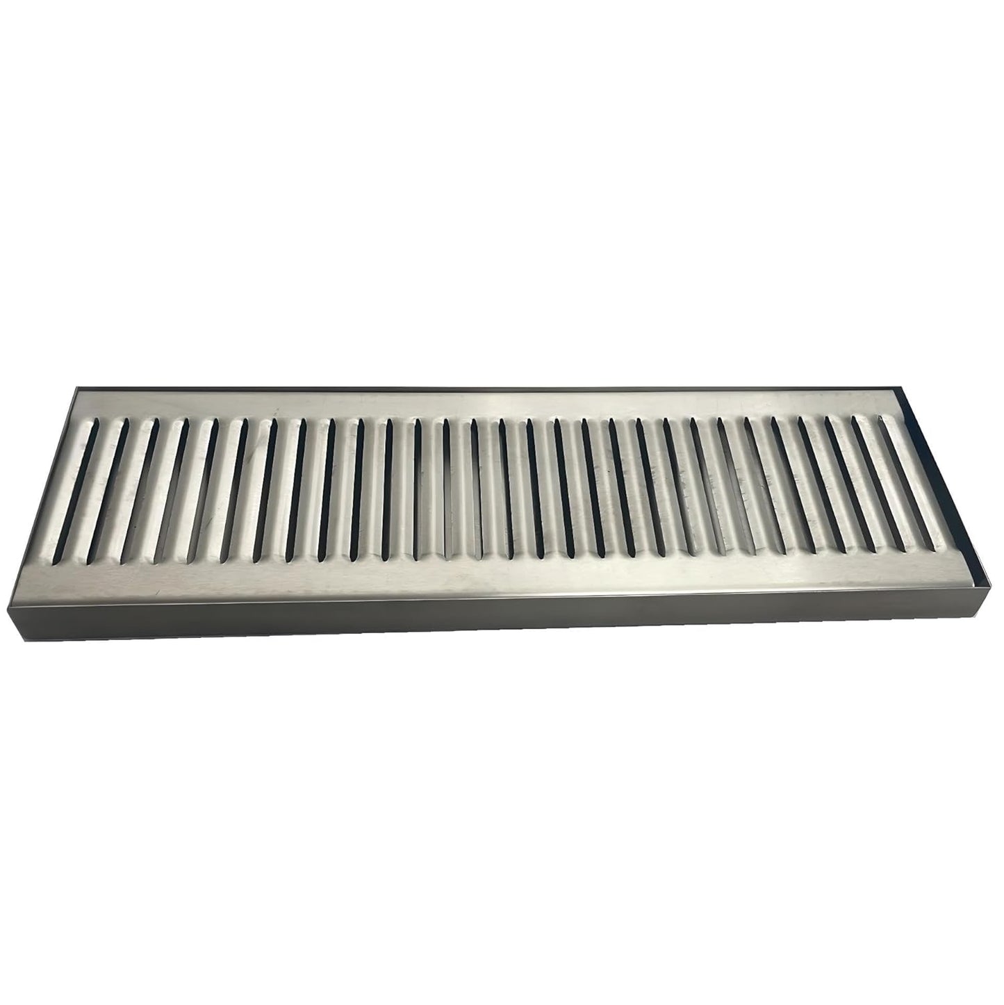 24-Inch Drip Tray for Bar Taps and Beverage Dispensers - Surface Mount Drip Tray - No Drain - Brushed Stainless Steel