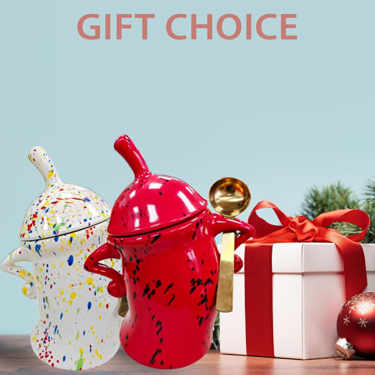 Canister With Attitude - 1.2L Ceramic Storage Jar with Lid, Airtight Kitchen Canisters Set for Coffee, Sugar & Tea | Farmhouse Flour Sugar Storage Container, Handmade with Spoon Rest (Blue)