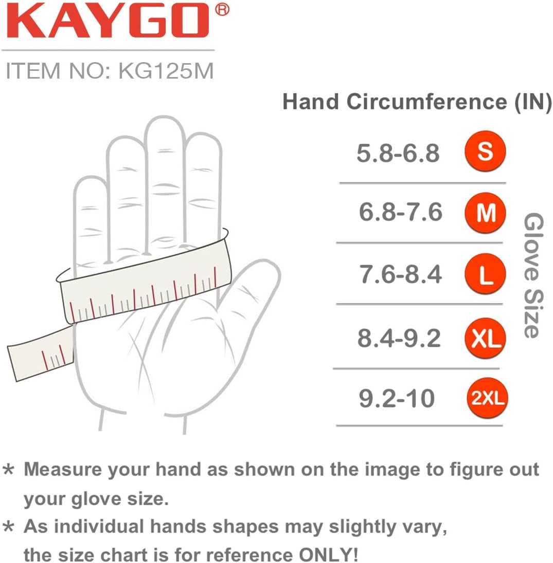 KAYGO Work Gloves For Men, KG125M Mechanic Utility Work Gloves for All Purpose, Excellent Grip, Heavy Duty, Improved Dexterity, Touch Screen,Black,XL