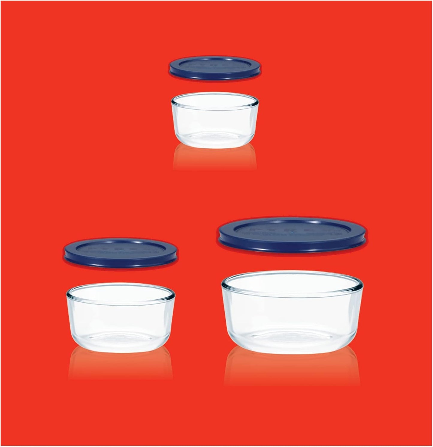 Pyrex Simply Store (3-Pack) Glass Food Storage Containers Set, (2, 4 & 7 Cup) Meal Prep Containers With BPA-Free Lids, Dishwasher & Microwave Safe