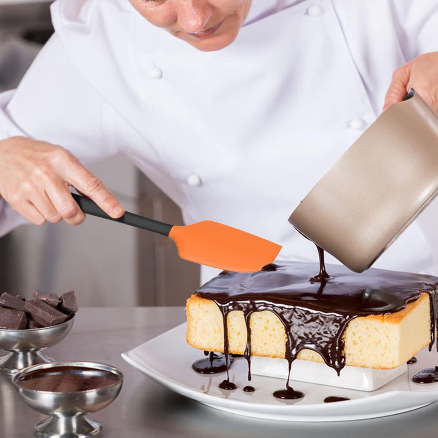 Coukre Silicone Spatula Set of 5,High Temperature Resistant, Food Grade Silicone, Dishwasher Safe, for Baking cooking (Orange)