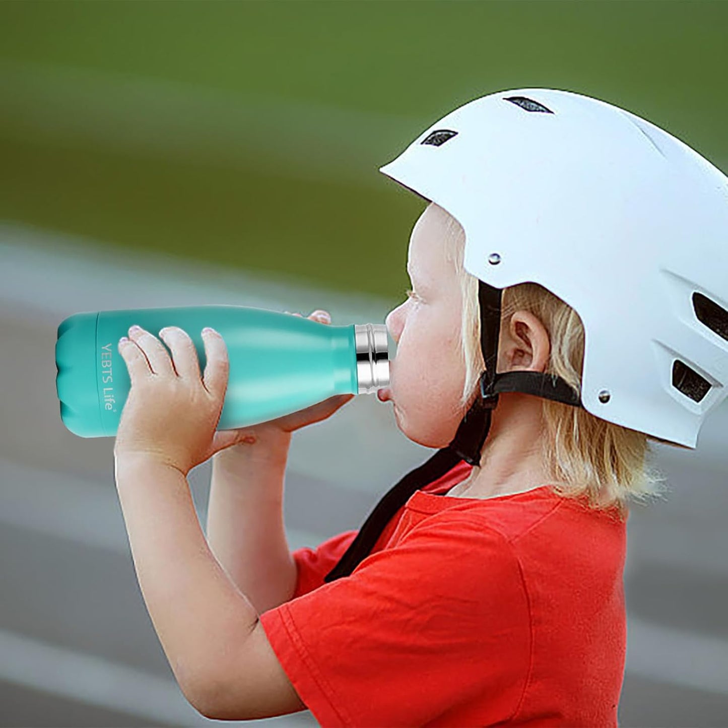 Insulated Water Bottle, 2 Pack-9oz Stainless Steel Water Bottles with straw lid, Metal Sports Water Bottles for Boys,Girls, Double Wall Vacuum BPA-Free Flask for School, Sports (Pink-Green)