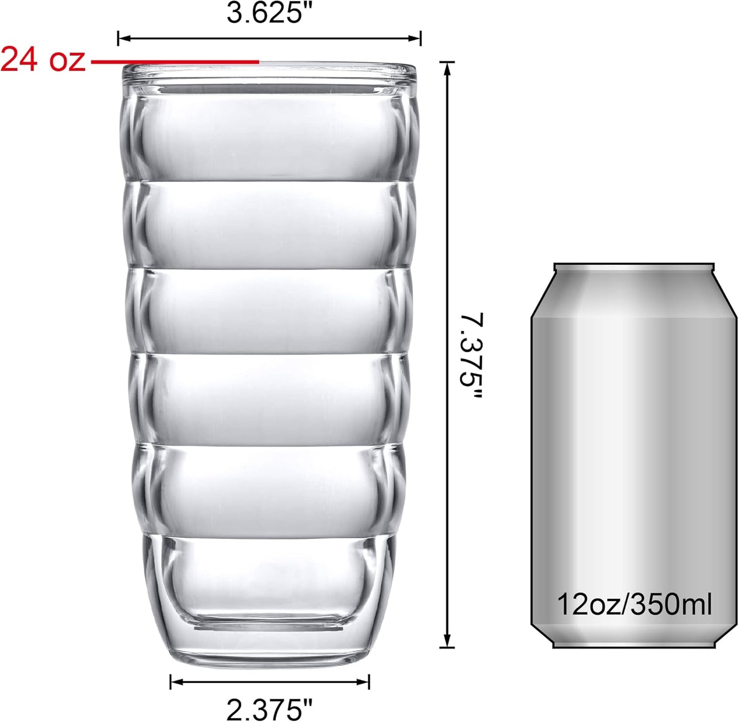 Amazing Abby - Arctic - 24-Ounce Insulated Plastic Tumblers (Set of 4), Double-Wall Plastic Drinking Glasses, All-Clear High-Balls, Reusable Cups, BPA-Free, Shatter-Proof, Dishwasher-Safe