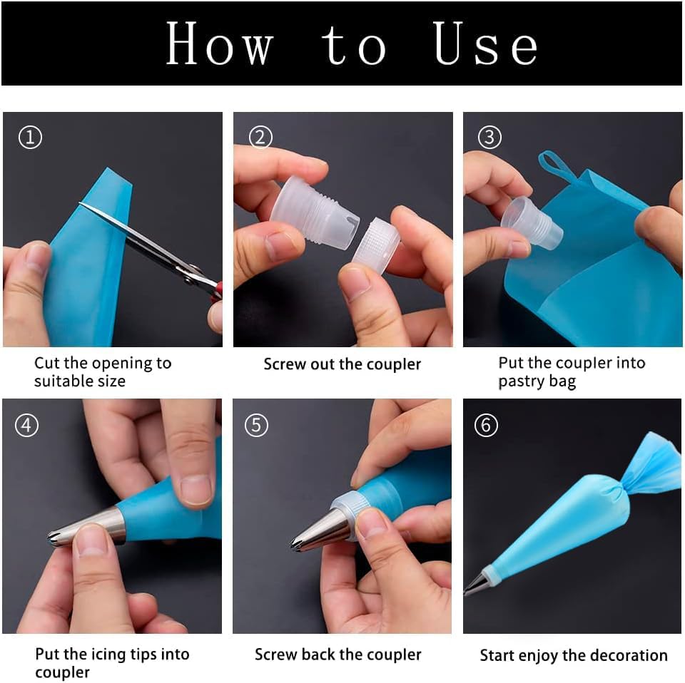 55PCS Piping Bags Tips Set Reusable Pastry Bags and Frosting Tips Cakes Decorating Kit for Cookie Icing, 2 Icing Bags, 49 Icing Tips, 3 Couplers, 1 Storage Box