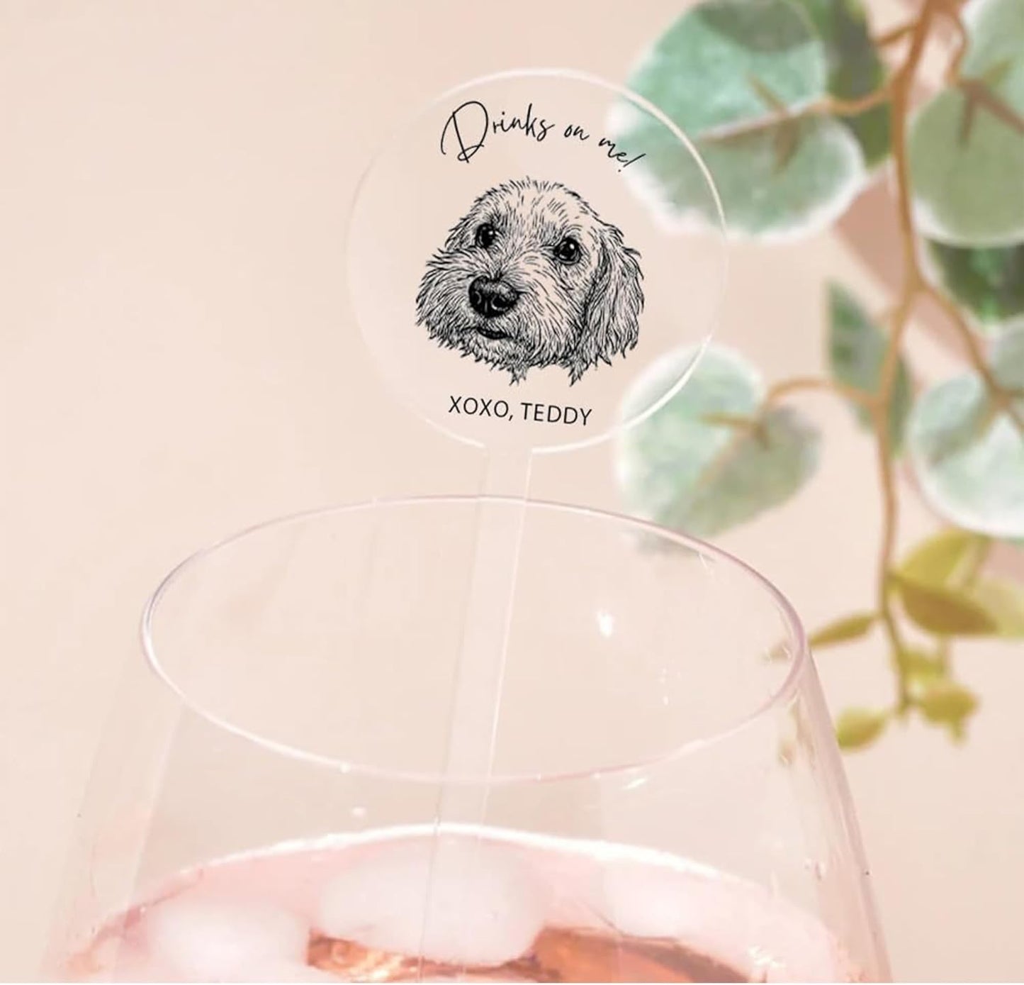 Custom Wedding Dog Stir Sticks, Personalized Pet Acrylic Cocktail Stirrers, Unique Wedding Drink Sticks, Reusable Acrylic Stirrers, Wedding Favors and Decorations Style 1