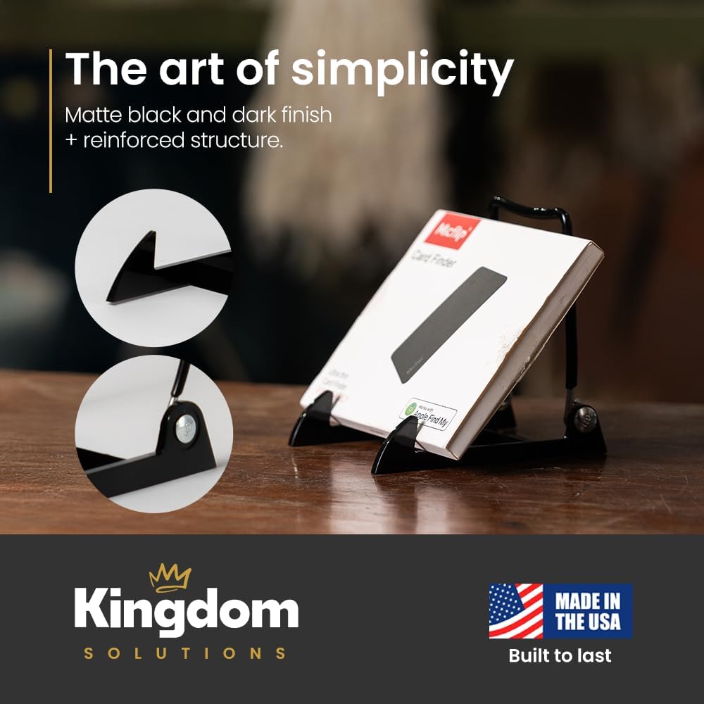 KINGDOM SOLUTIONS MADE IN USA 12-Pack Adjustable Acrylic Easels - Plate Stand - Sturdy Book Stand for Art, Pictures, Plates, Frames - Unique on the Market