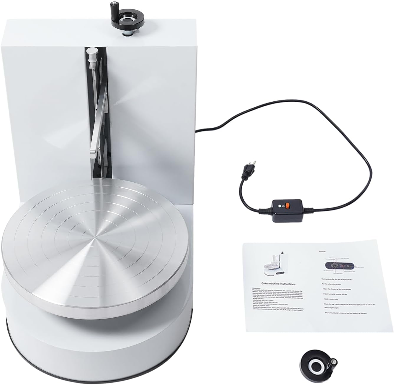 Cake Decorating Coating Machine Automatic Cake Cream Spreading Coating Filling Machine Birthday Cake Cream Smoother Bread Cream Spreading Machine Suitable for 4-12 In Round Cake (White)