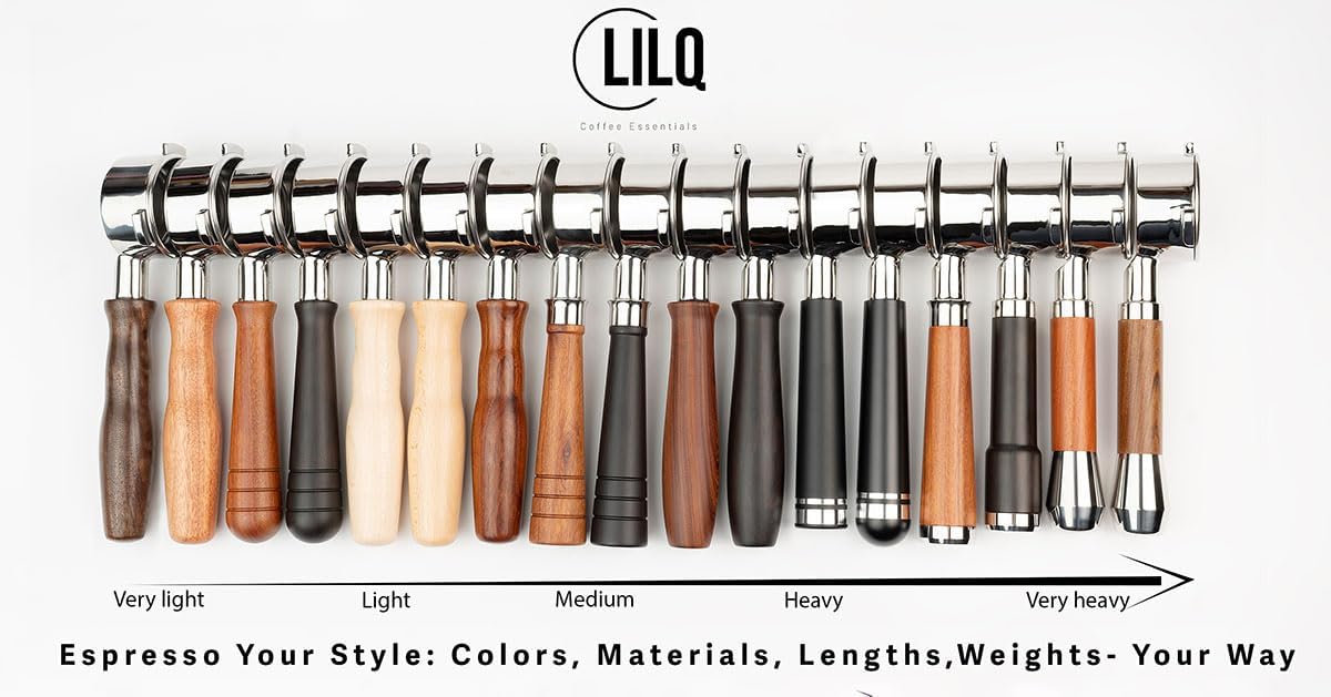 LILQ 58mm Bottomless Naked 2 Ears Portafilter Compatible with Gaggia Machines– Includes 18–20g Basket (Walnut, 58mm For Gaggia)