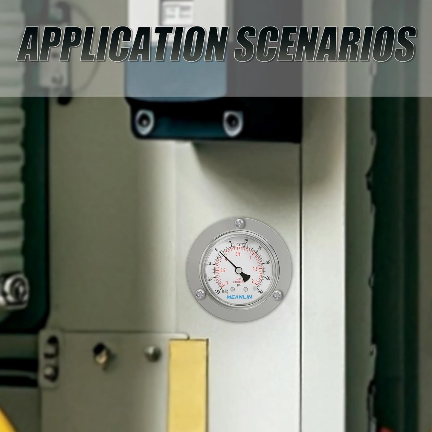 MEANLIN MEASURE -30inHG~30Psi Liquid Filled Pressure Gauge Front Flange Panel Mount, 1/4" NPT 2.5" FACE DIAL Stainless Steel Case with Phillips Screw and Nut, +/-3-2-3%