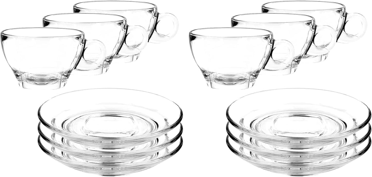 LEMONSODA Clear Large Glass Coffee Mug with Handles for Hot Beverages, Clear Mugs for Espresso, Tea, Cappucino, Latte, Juice (8.75 oz, 10.5 oz, 12 oz) (8.75 oz, Set of 6)