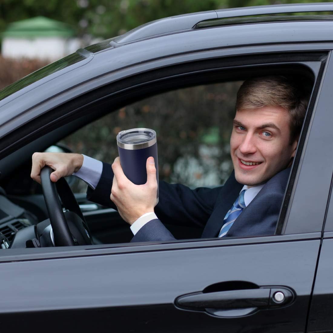 DOMICARE 20oz Tumbler with Lid Stainless Steel Tumblers Bulk, Double Wall Vacuum Insulated Coffee Travel Mug Powder Coated Tumbler, 12 Pack Navy