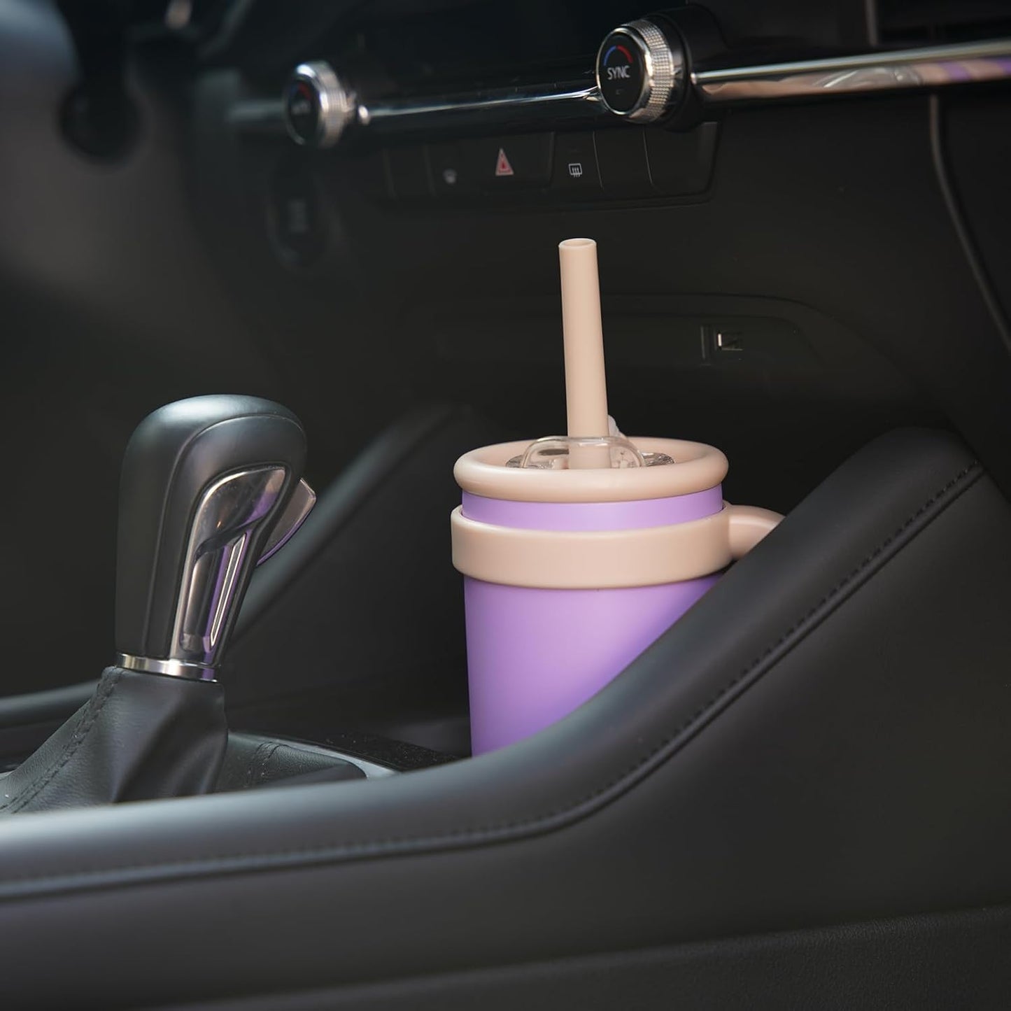 14 oz Tumbler with Side Handle, Insulated Water Bottle with Straw and 2 in 1 Lid, Stainless Steel Cup Travel Coffee Mug for Sports Office Gym,Dark Blue