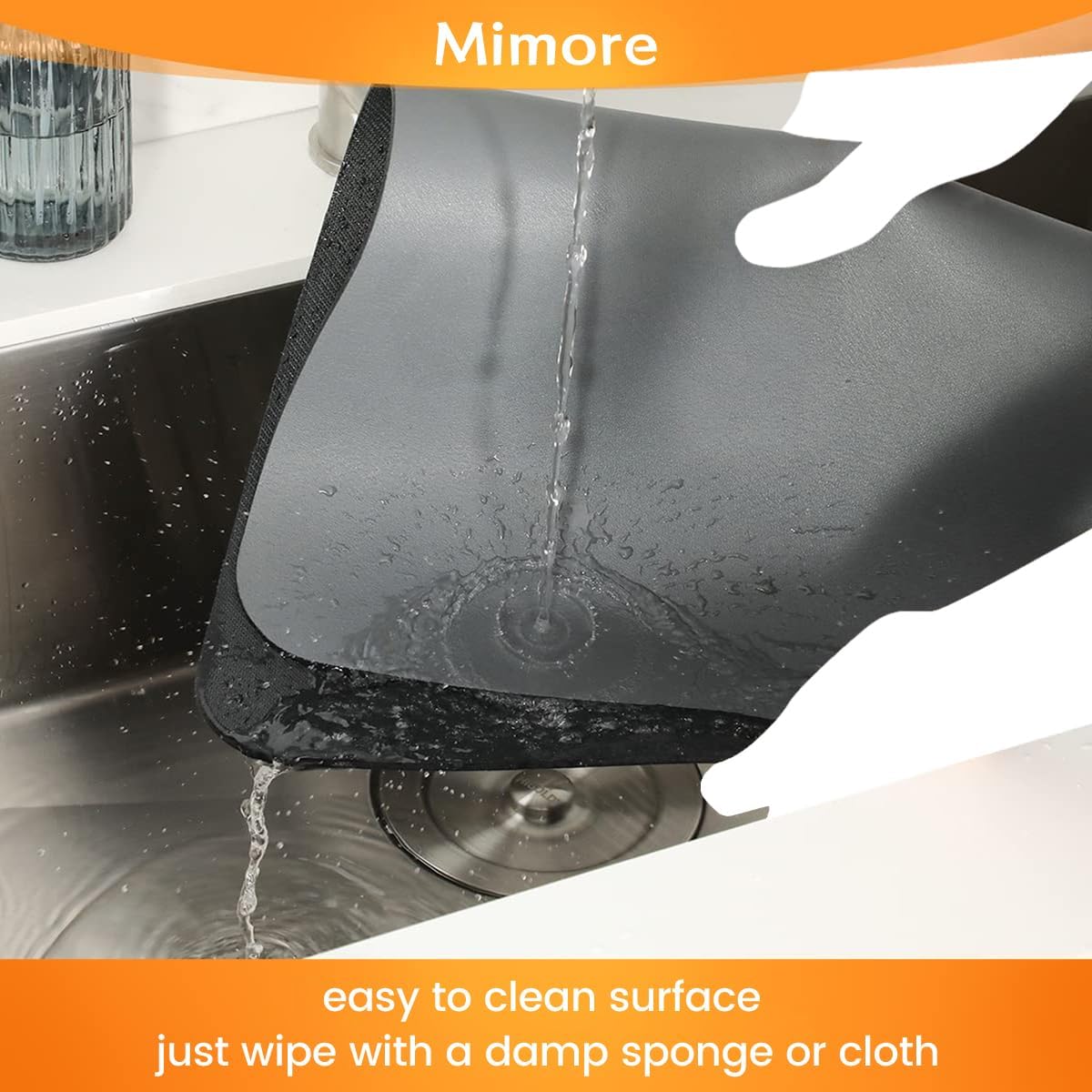 Mimore Coffee Mat - 12x19 Inch Grey Countertop Mat - Absorbent, Hides Stains, Rubber Backed - Dish Drying Mat Fits Under Coffee Maker or Espresso Machine