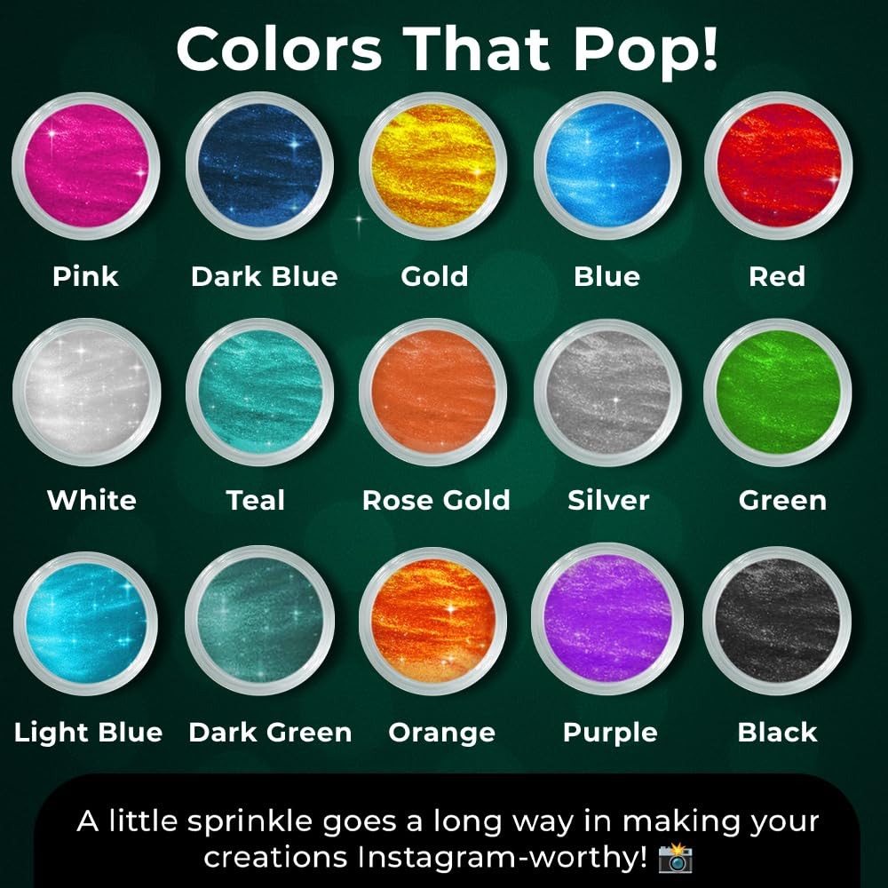 Bulk (20g) Luster Dust Edible Cake Decorations, Edible Luster Dust for Cakes, Green Edible Luster Dust for Cupcake Decorations, Cake Drip, Edible Paint, Green Edible Shimmer Dust for Drinks