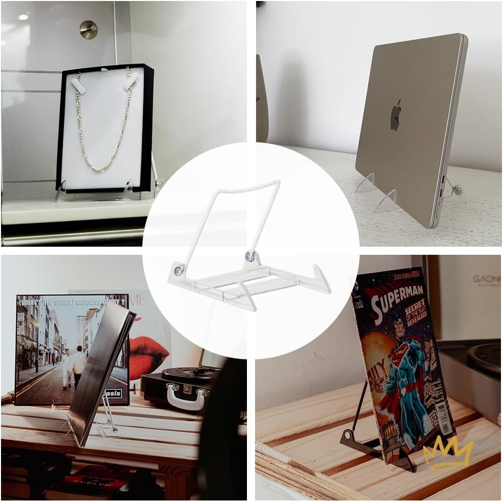 KINGDOM SOLUTIONS MADE IN USA 2-Pack Adjustable Acrylic Easels - Plate Stand - Sturdy Book Stand for Art, Pictures, Plates, Frames - Unique on the Market