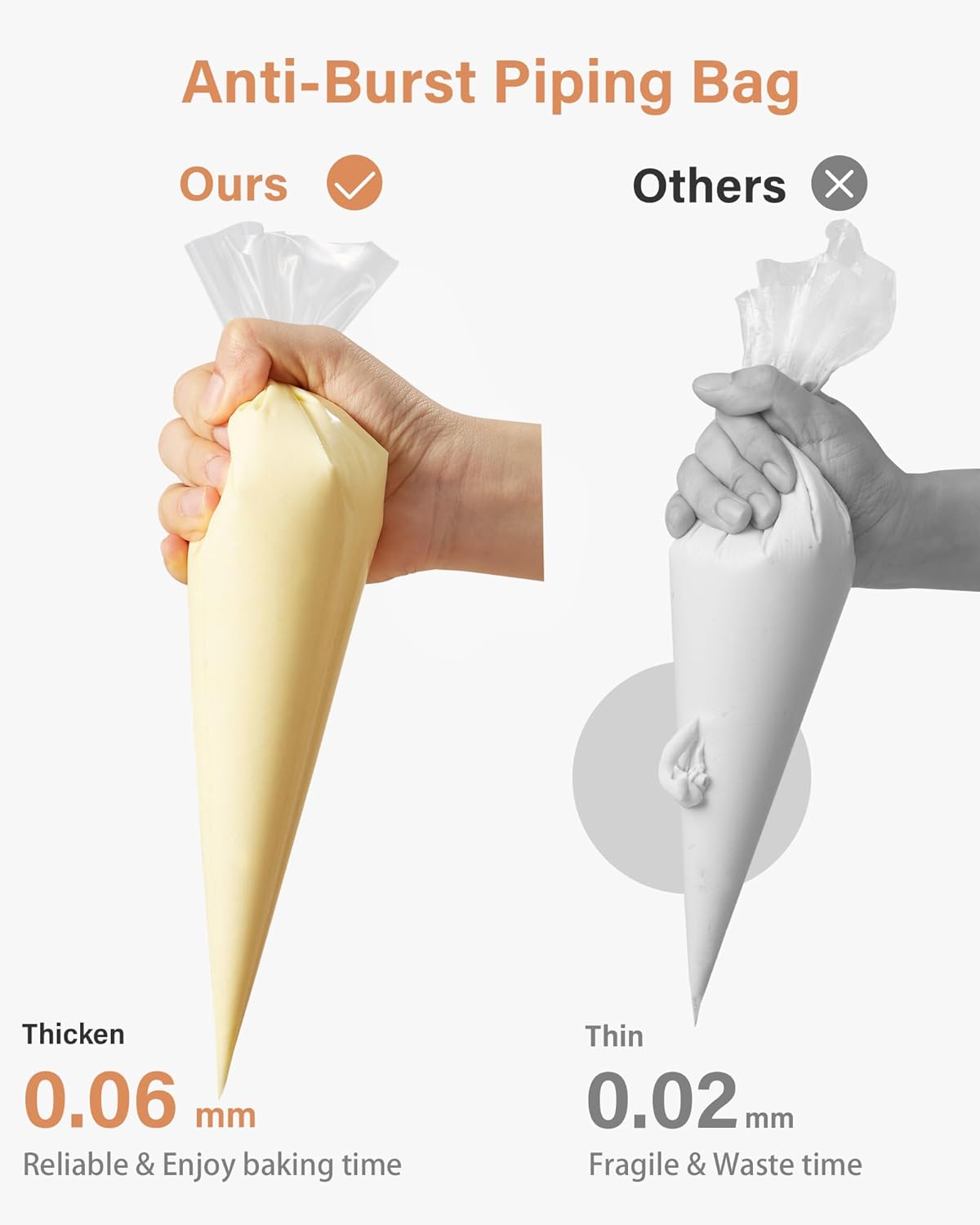 Kootek 16" Piping Bags (100Pcs), Disposable Pastry Bags Anti Burst Icing Frosting Bag Thick Cake Decorating Bags for Cookie, Cupcake, Candy, Baking Supplies Tools