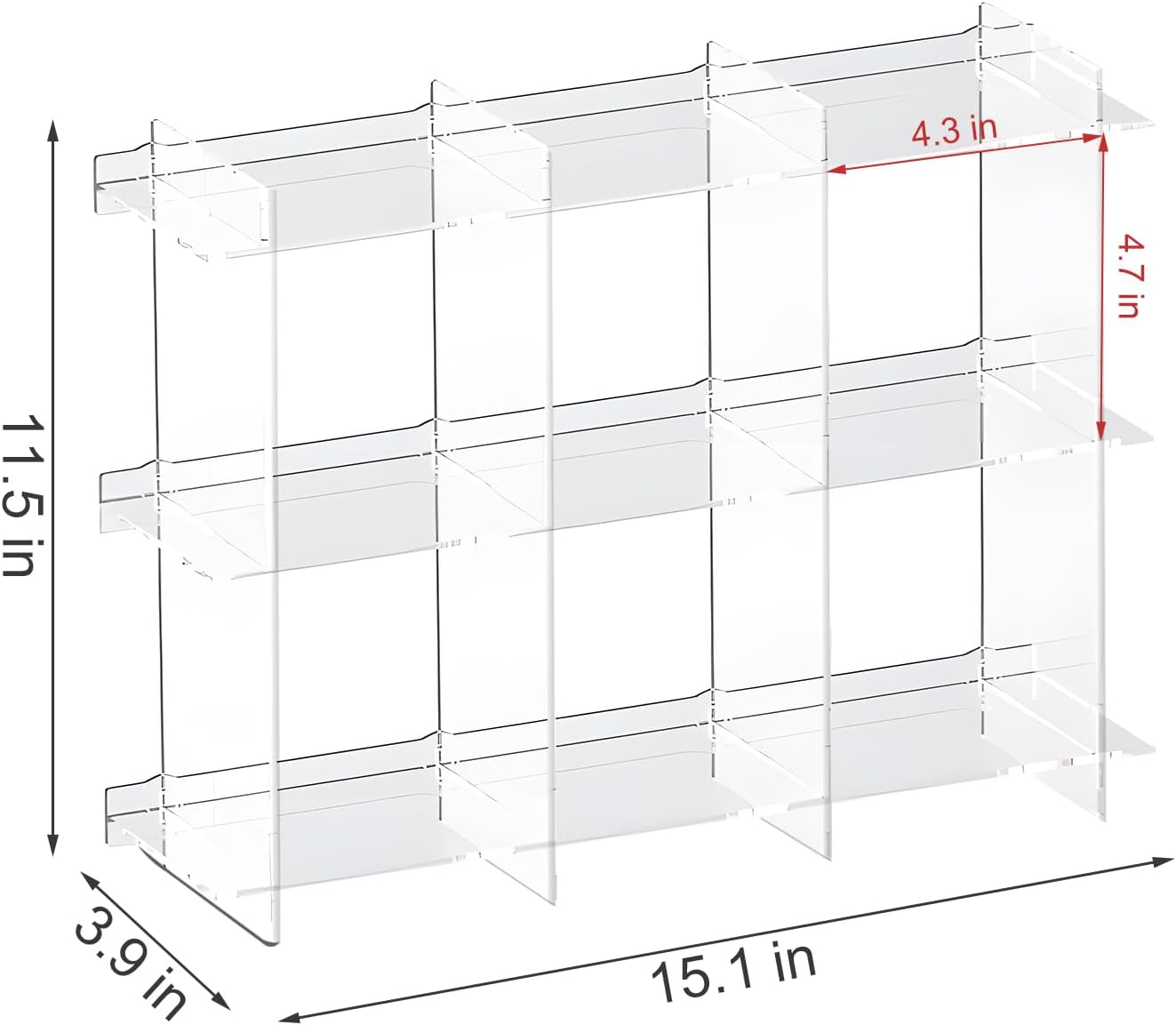 Cup Rack, Acrylic 3-Layer 3-Grid Storage Rack, Stanley Cup Mug Coffee Cup Storage DisplayRack, Kitchen, Office, Home Coffee Bar Storage Rack - Transparent