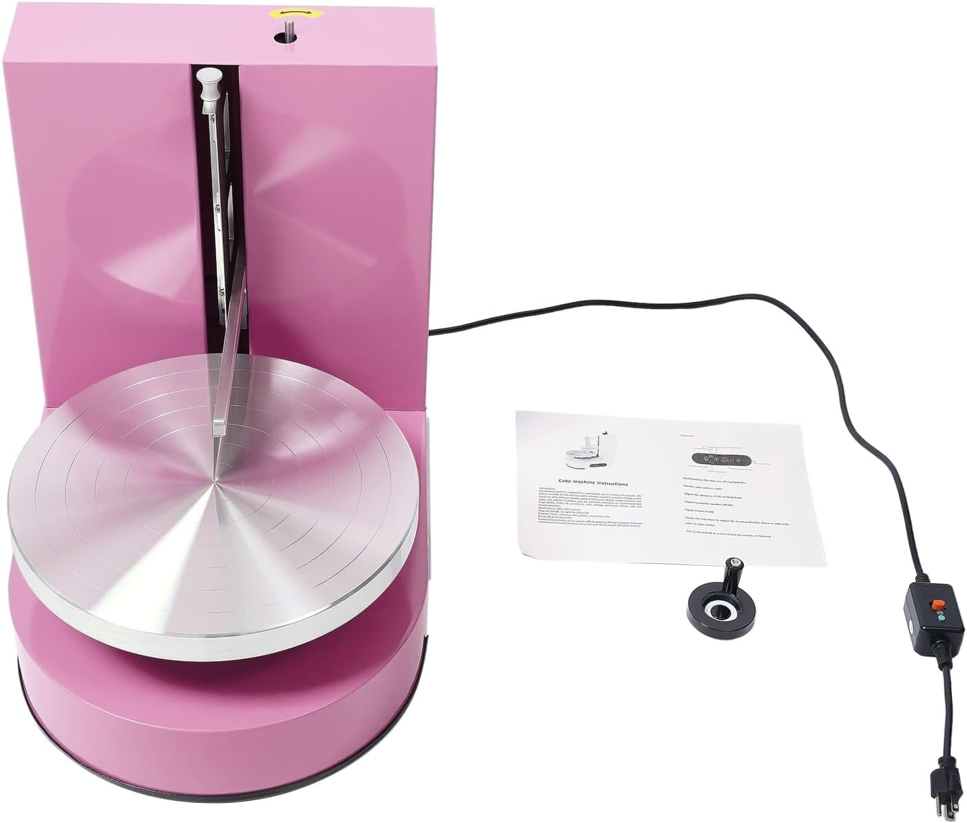 Cake Decorating Machine, Automatic Cake Cream Spreading Machine 200W for 4-12" Cakes, Cake Frosting Machine, 60-320rpm Rotating Speed, Turntable with Adjustable Scraper, LCD Display (Pink)