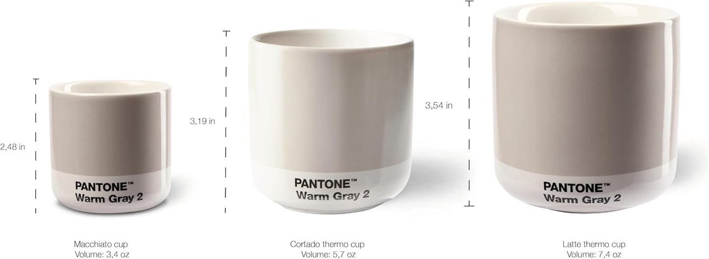 Copenhagen Design Pantone Latte Cup - Double Wall Thermo - Cappuccino Handleless Mug - 7.44oz/220ml, Warm Grey 2