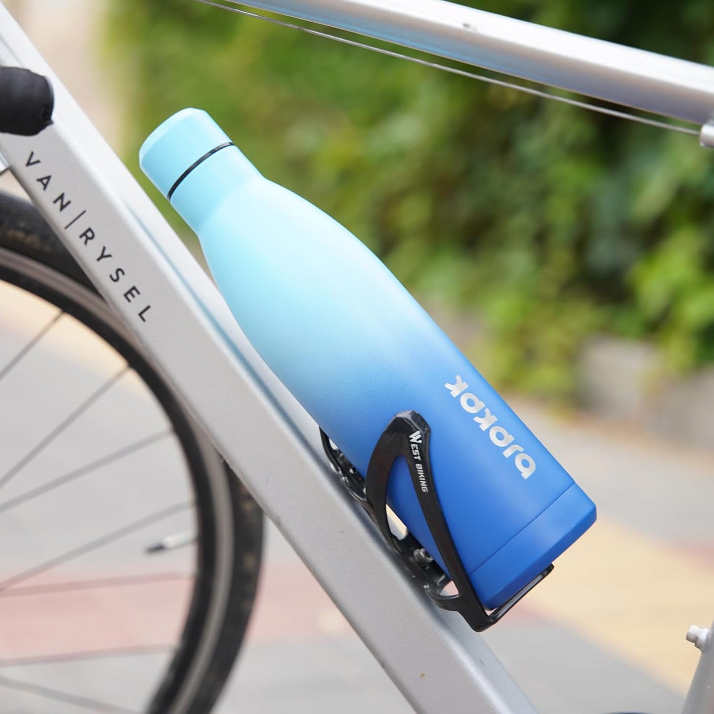 BJPKPK 12oz Water Bottles Stainless Steel Double Wall Vacuum Insulated Small Water Bottles for Travel,Sky