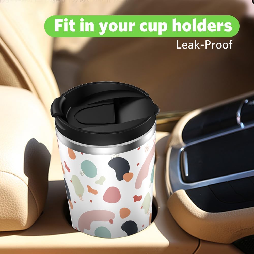 Insulated Coffee Mug with Ceramic Coating, 18oz Travel Mug with Leak-proof Lid, Vacuum Double-wall Tumbler, Stainless Steel Thermal Cup for Tea, Hot Cocoa, Cold Beverage, Ice Drinks