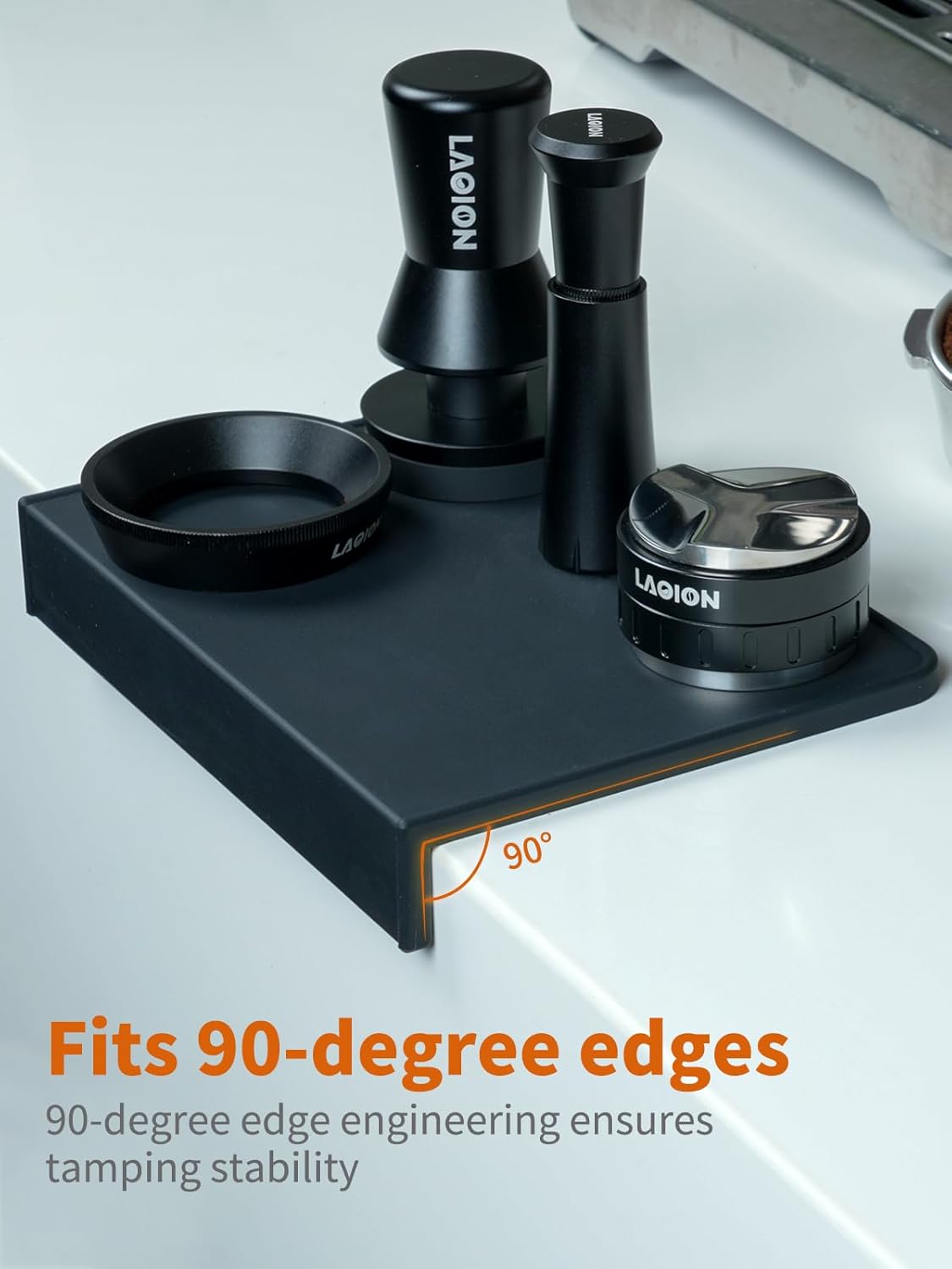 Espresso Tamping Mat, 8 * 6 Inch Black Silicone Coffee Tamper Mat, Waterproof and Heat Resistant Espresso Tamping Station For Countertop, Espresso Machine Accessories For Baristas