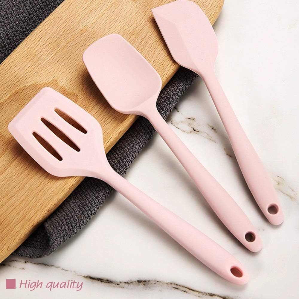 Rose Gold And Pink Kitchen Utensil Small Five-Piece Set Mini Silicone Kids Kitchen Tools Whisk Spatula Tongs Spoon And Slotted Spatula(Kids Baking Supplies)