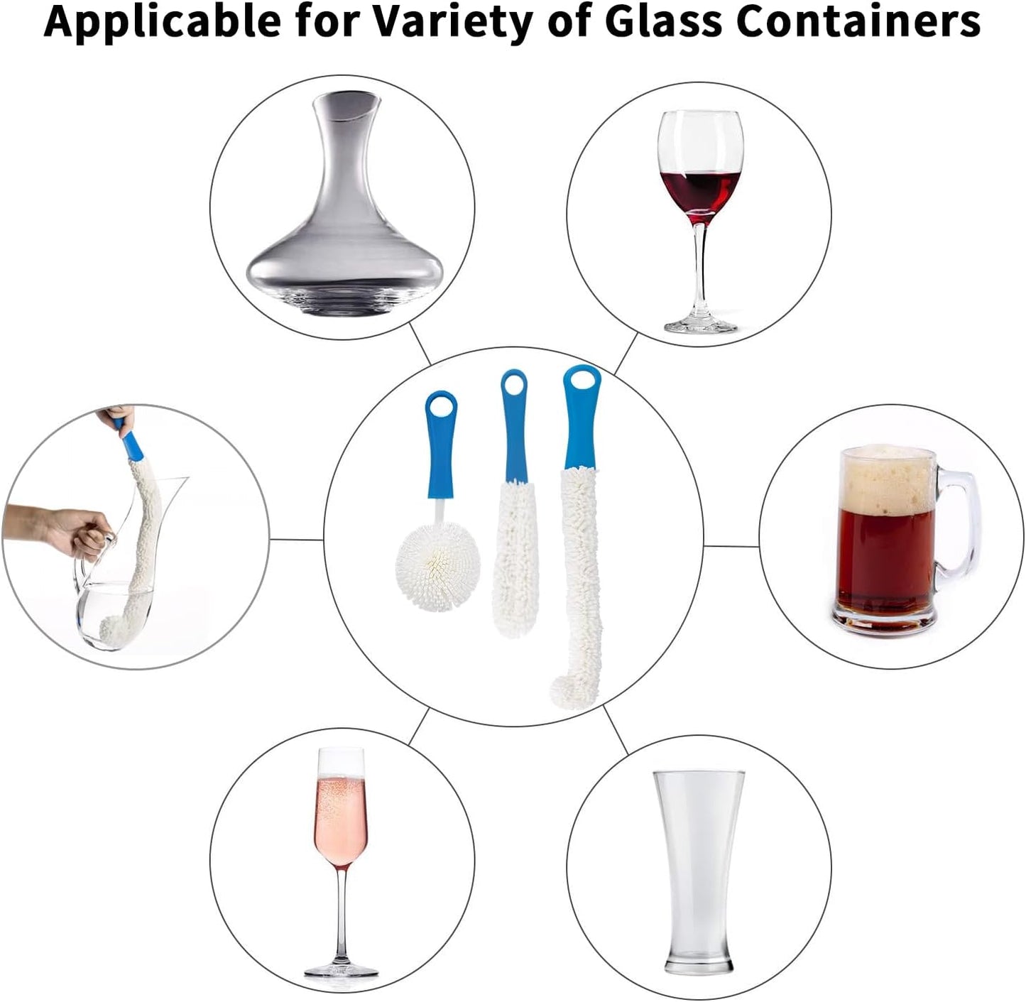 Wine Decanter Drying Stand with Rubber Coated Top to Prevent Scratches, Wine Decanter Drying Rack for Standard Large Wine Decanters, Decanter Cleaner Includes Cleaning Brush