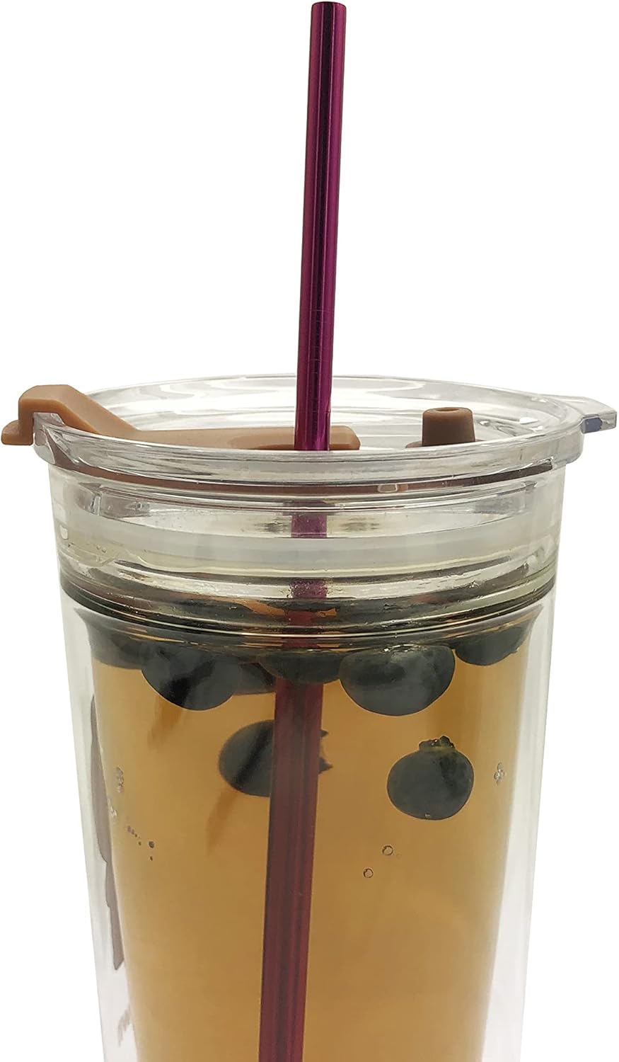 10 Pcs Stainless Steel Straws, Reusable Drinking Straws, Straight Metal Straw Sets with 2 Pcs Cleaning Brushes (8.5 Inch, Rose Red)