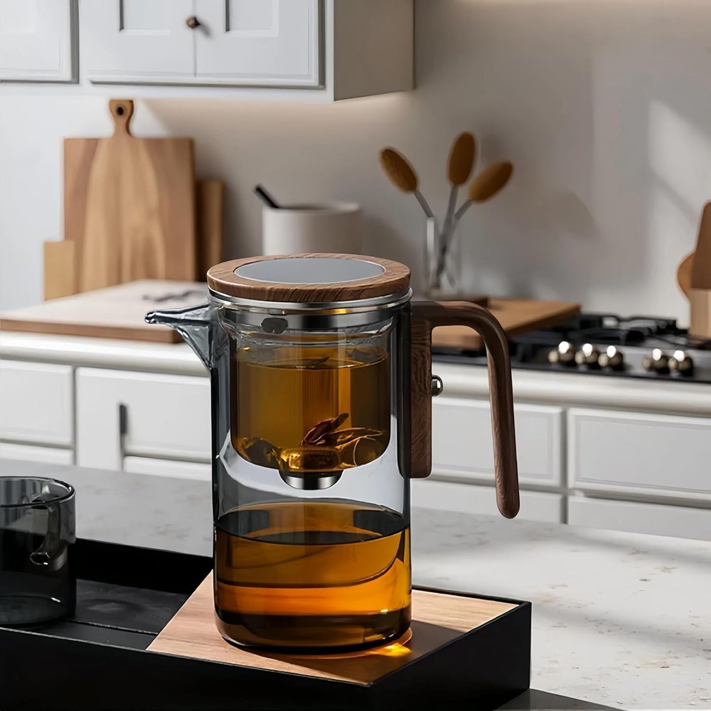 Enchanti Tea Pot, Creative Witchcraft Magic Glass Teapot, Detachable Loose Tea Glass Tea Infuser, Ideal for Tea Steeper-20oz (approx. 600 ml)(Gray)