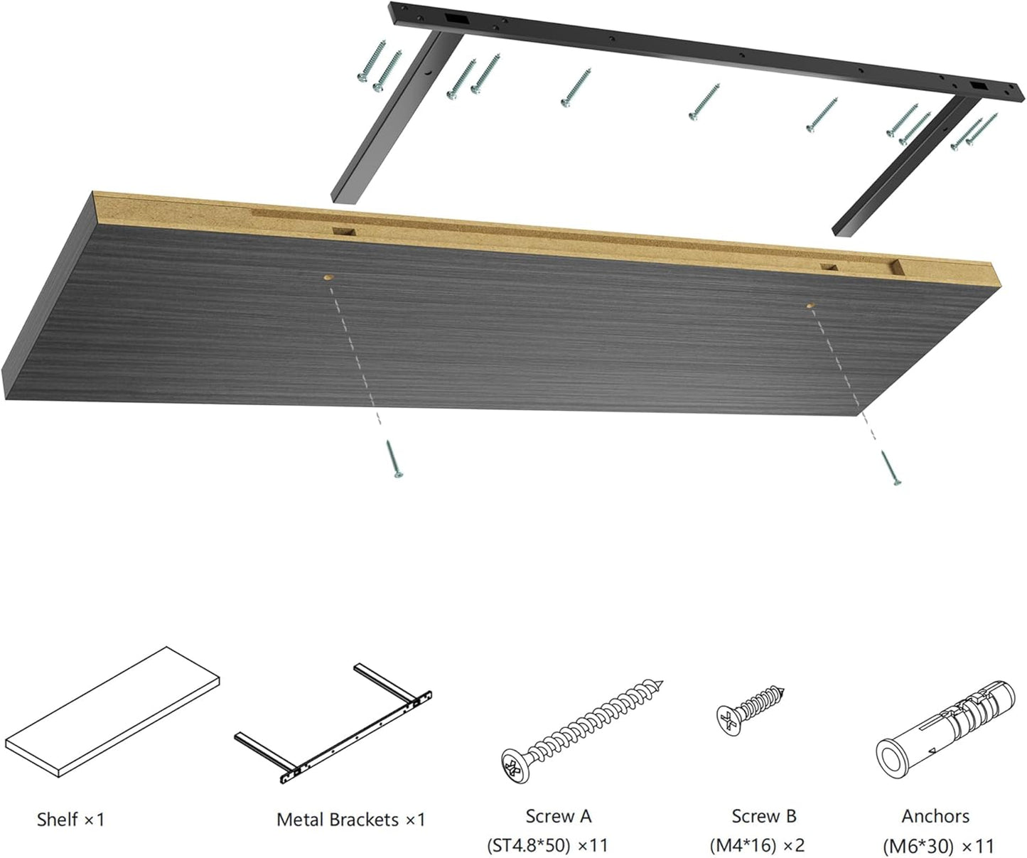 Wall Shelf Set of 1,Dark Wood Floating Shelves 30 in W x 10 in D x 1 in H, Wooden Floating Wall Shelf with Invisible Brackets for Living Room/Bedroom/Bathroom/Kitchen Storage and Decor
