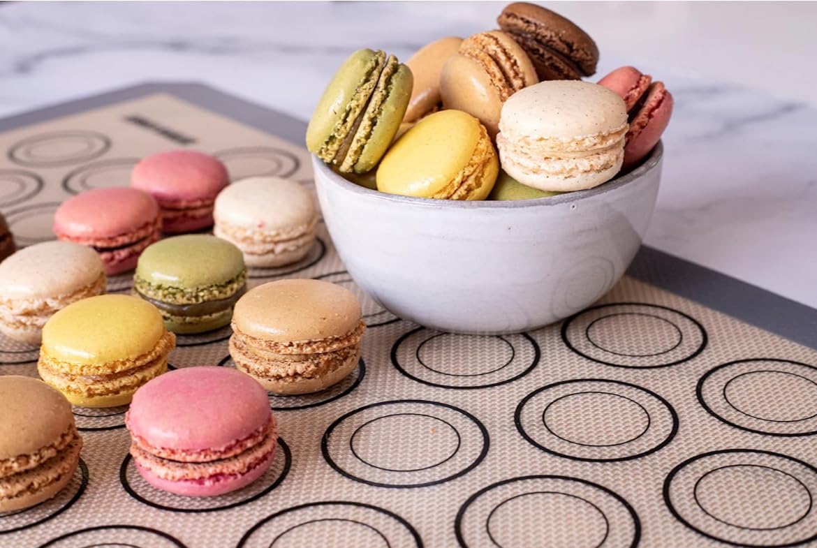 Macaron Silicone Baking Mats - Set of 10 - Full Size - 16.5 x 24, Non-Stick Macaron Mat for Perfect Baking - Dishwasher & Oven Safe, Ideal for Macarons, Cookies, Bread, and More