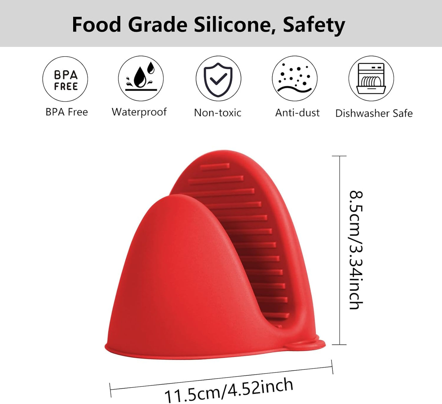 3 Pairs Silicone Oven Mitts Sets Pot Holders Heat Resistant for Kitchen - Small Kitchen Mittens Silicone Rubber Air Fryer Mitts Mini Pot Pinch Grip for Cooking & Baking, Red