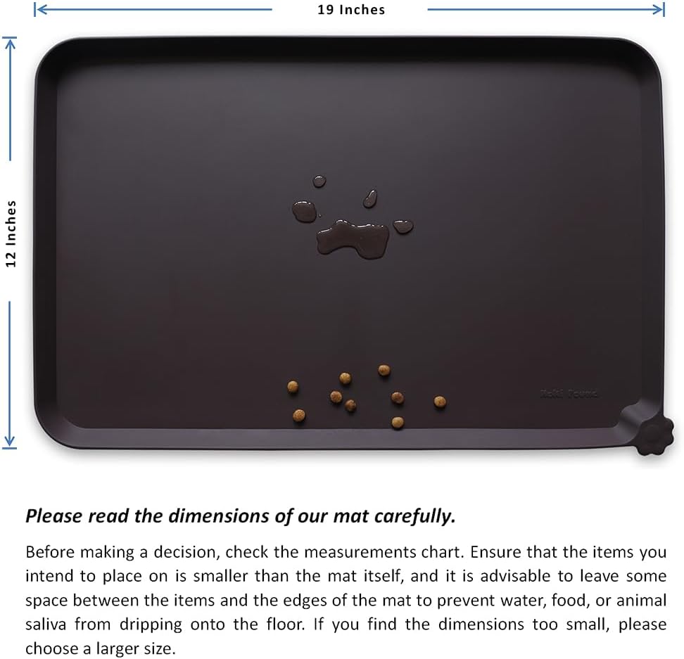 Hoki Found Silicone Pet Food Mats Tray - High-Lips Pet Dog Cat Bowl Mats - Pet Feeding Mat - Waterproof Dog Cat Food Mats -Pet Water Mats for Floors - Dark Oak