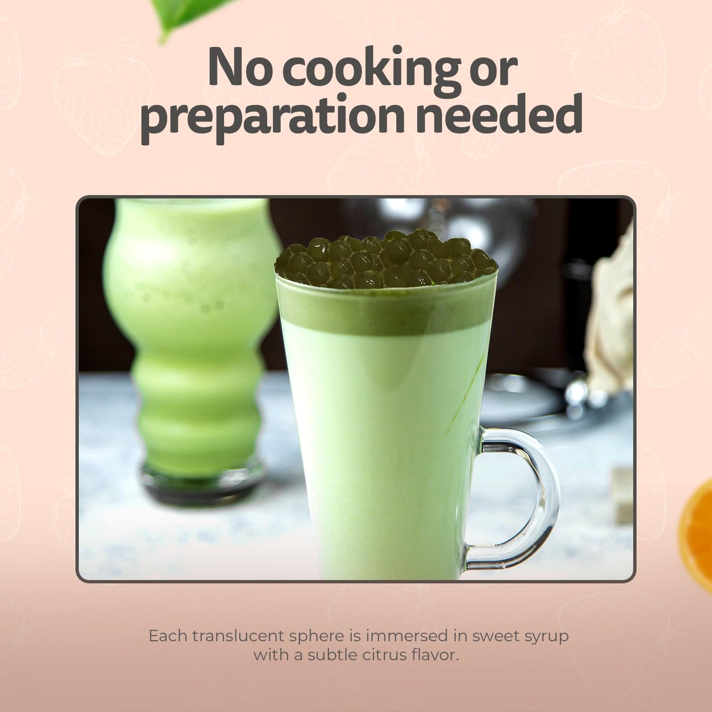 Fanale Matcha Agar Agar Boba, Matcha Jelly Ball, Ready to Serve, Soft Chew Texture, Instant Boba Pearls for Bubble Tea, Frozen Yogurt, Shaved Ice & Dessertβs Topping (4.4 lbs/bag, 6 bags/case)