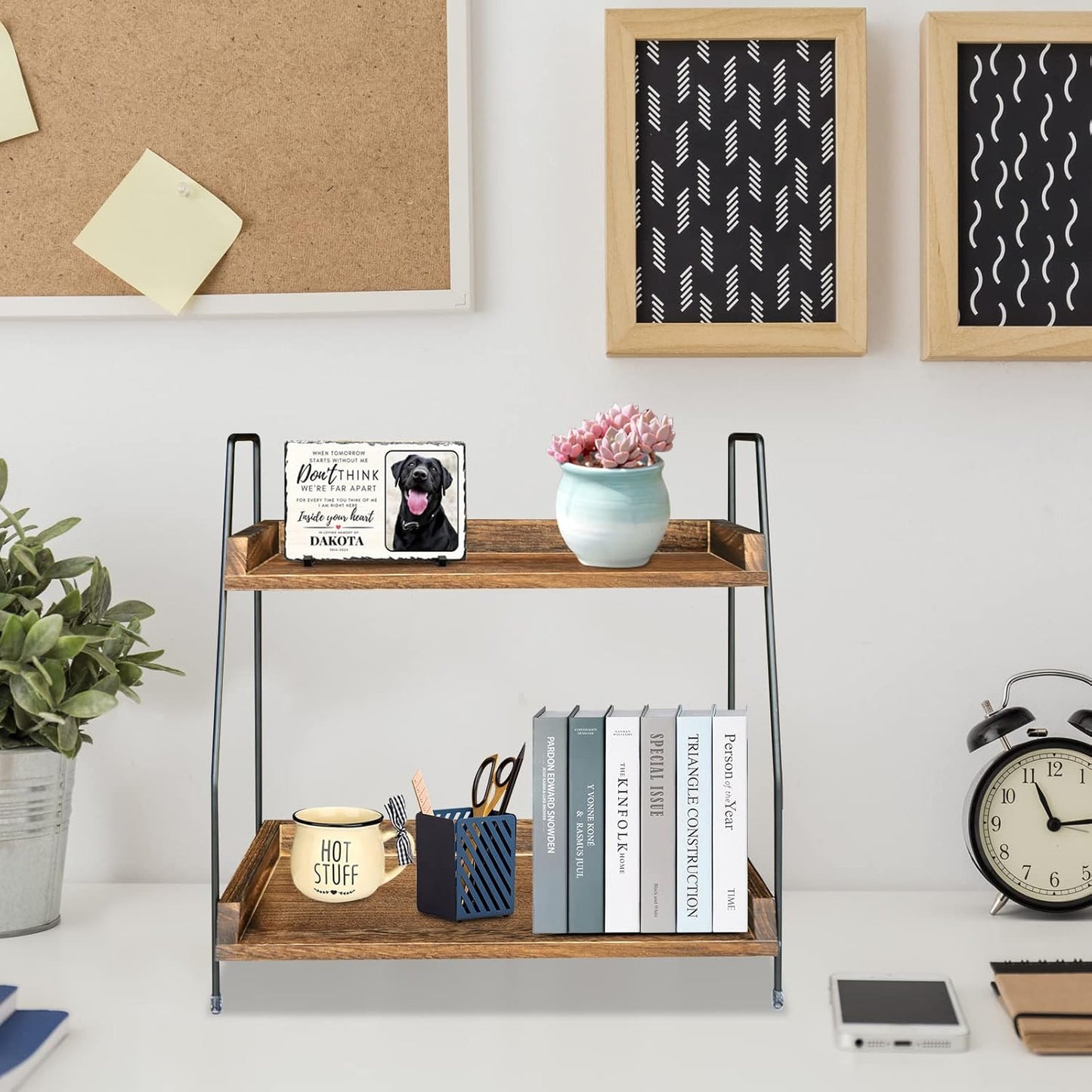 Yusepure Coffee Bar Accessories and Organizer Countertop, Coffee Station Organizer Kitchen Counter Shelf Organizer,Coffee Condiment Storage,Cup Lid Holder Countertop Shelf for Bathroom (Dark Brown)